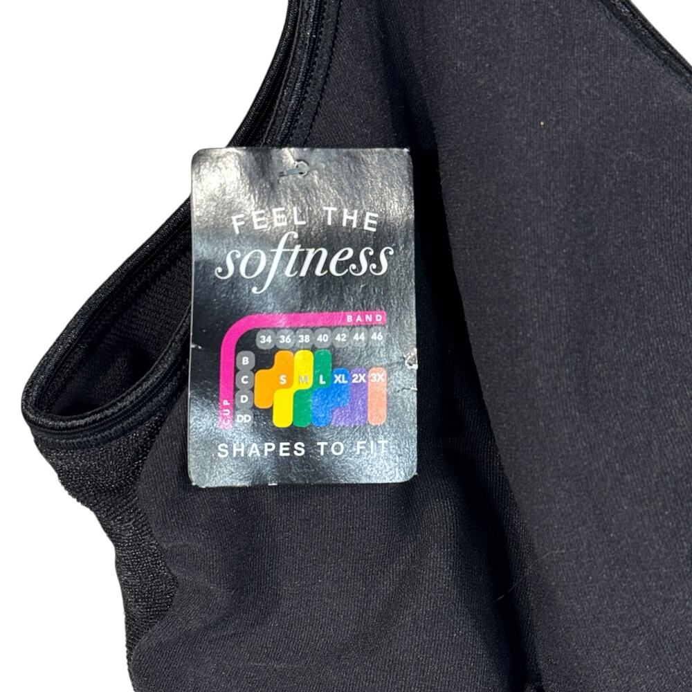 Bali 2X-Large Comfort Bra Stretch Adjustable Back Closure V-Neck Lined Black - Picture 2 of 7